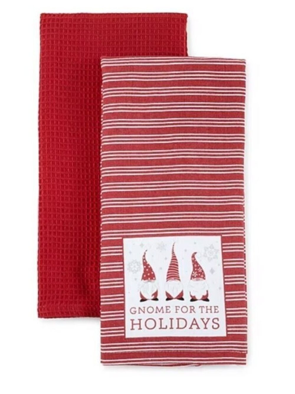 Christmas Holiday Gnome For The Holidays Red Kitchen Dish Tea Towels 2 Pack NWT - Picture 2 of 9